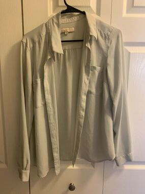 LOFT Light Sage Green Button-Down Blouse